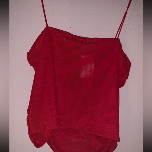 NWT Rue21 red mesh ruched sheer cami L - Picture 2 of 3